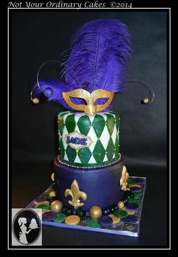 Mardi Gra inspired cake