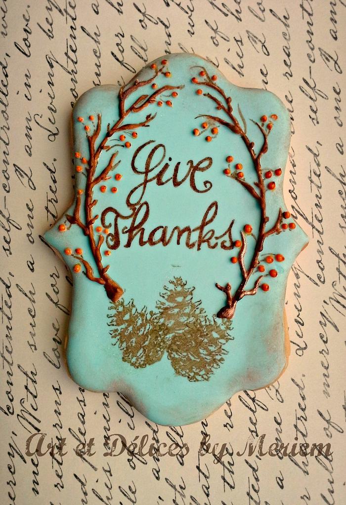 Turquoise and Orange Thanksgiving Cookie