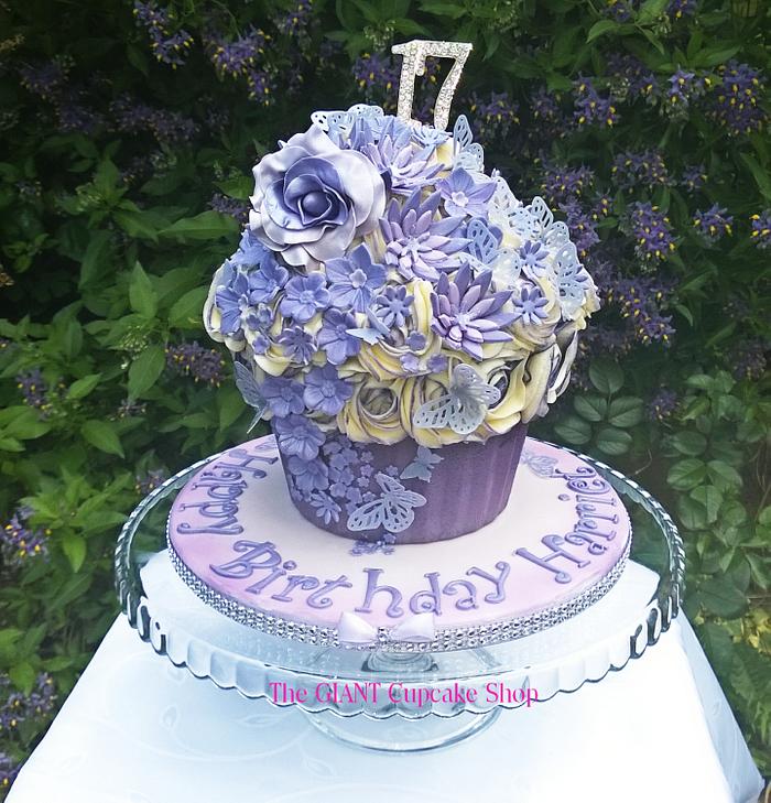 Lilac Floral Giant Cupcake