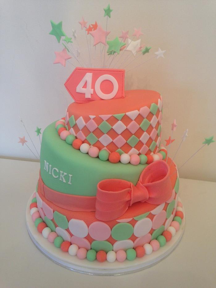 40th birthday topsy turvy cake