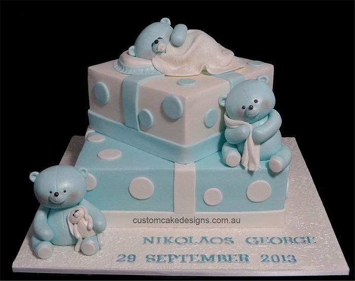 Baby Blue Teddy Cake