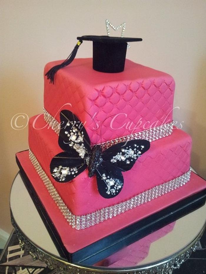 Hot Pink Graduation Cake