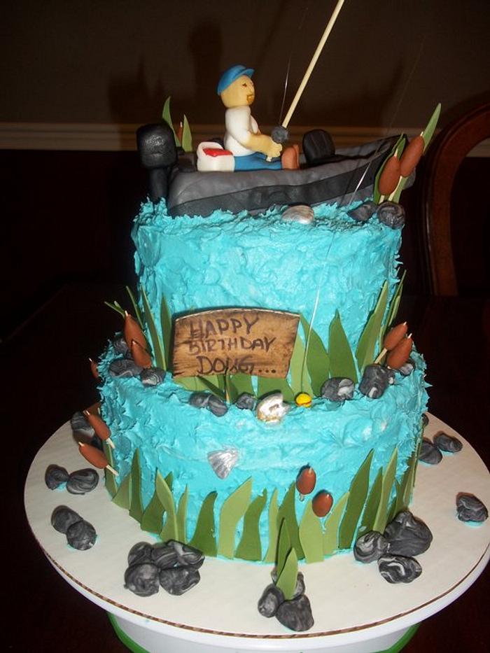 Fishing theme cake