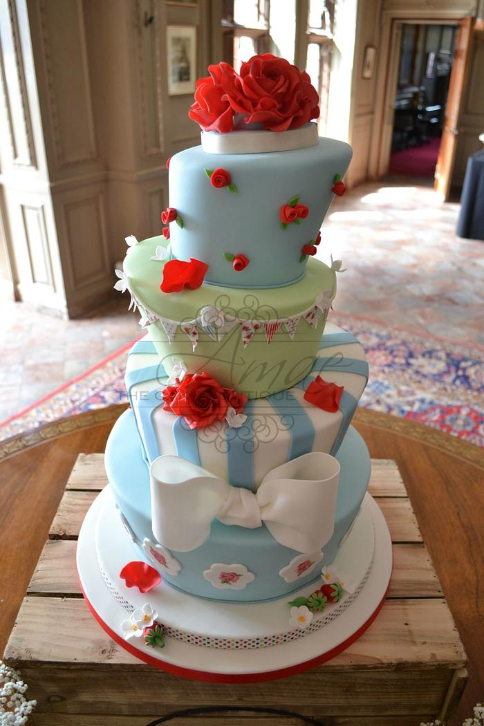 cath kidston inspired wonky wedding cake