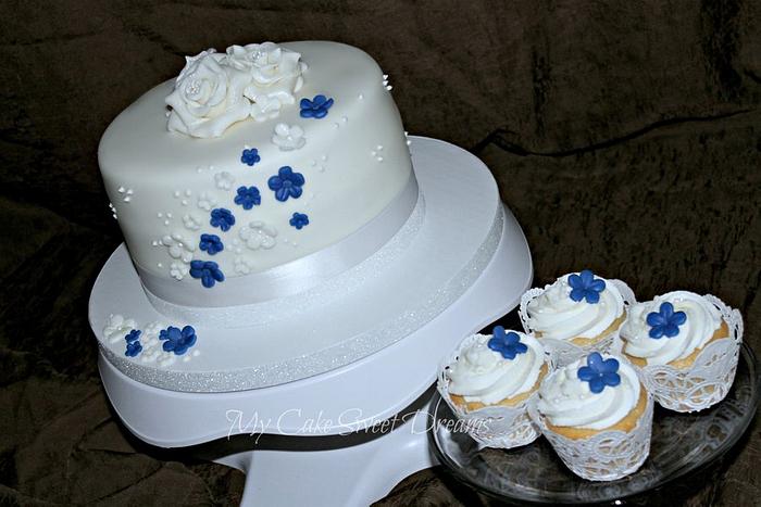 Small Wedding Cake with cupcakes