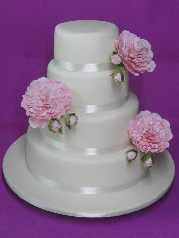 Wedding Cake with Peonies