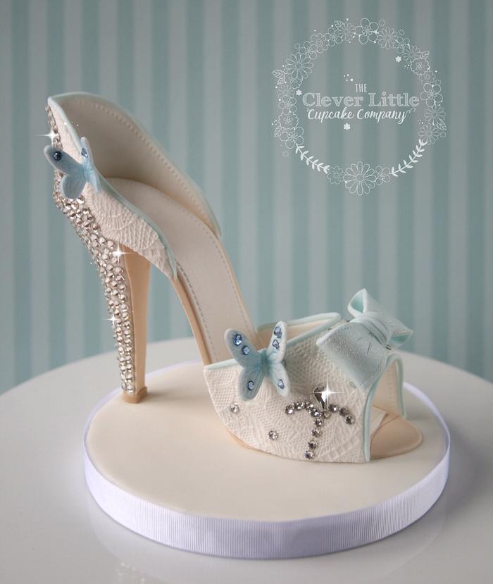 Cinderella style shoe cake topper