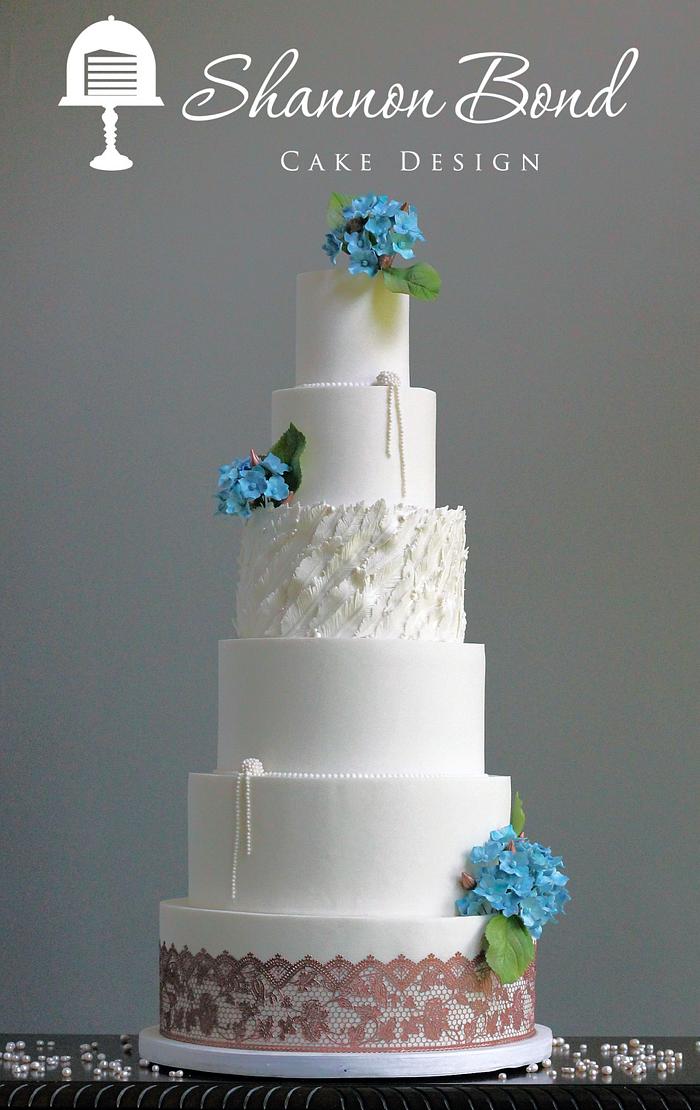 Rose Gold Hydrangea Wedding Cake