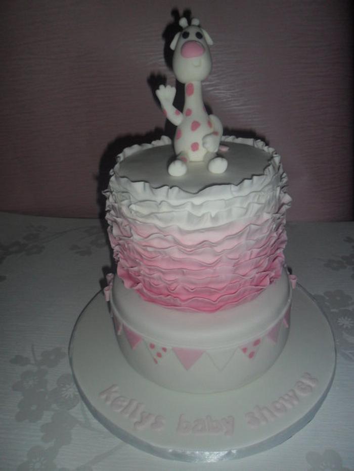Frilly pink baby shower cake