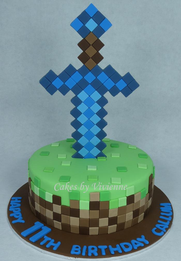 Minecraft Diamond Sword Birthday Cake