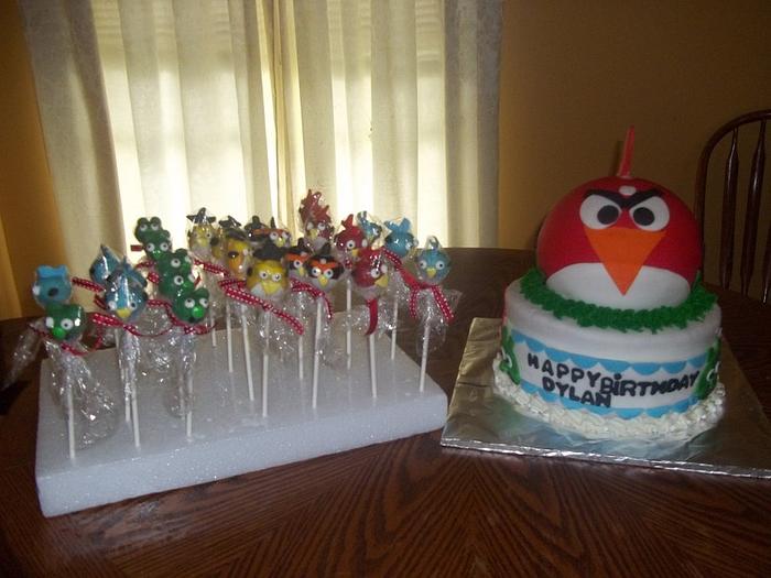 Angry Bird cake and Cake pops
