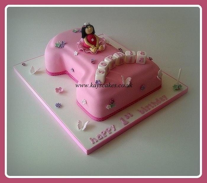 Pink Number One Fairy Princess Cake