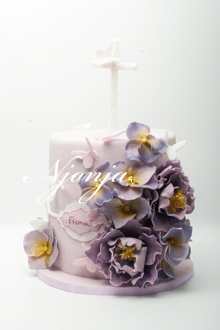 Purple Christening Cake