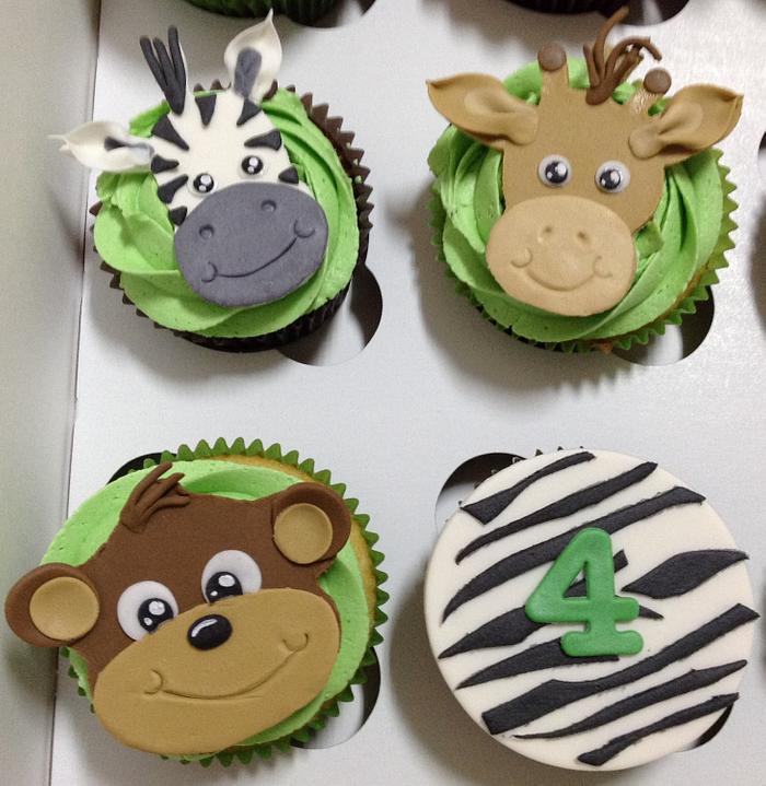 4th Birthday Animal Cupcakes