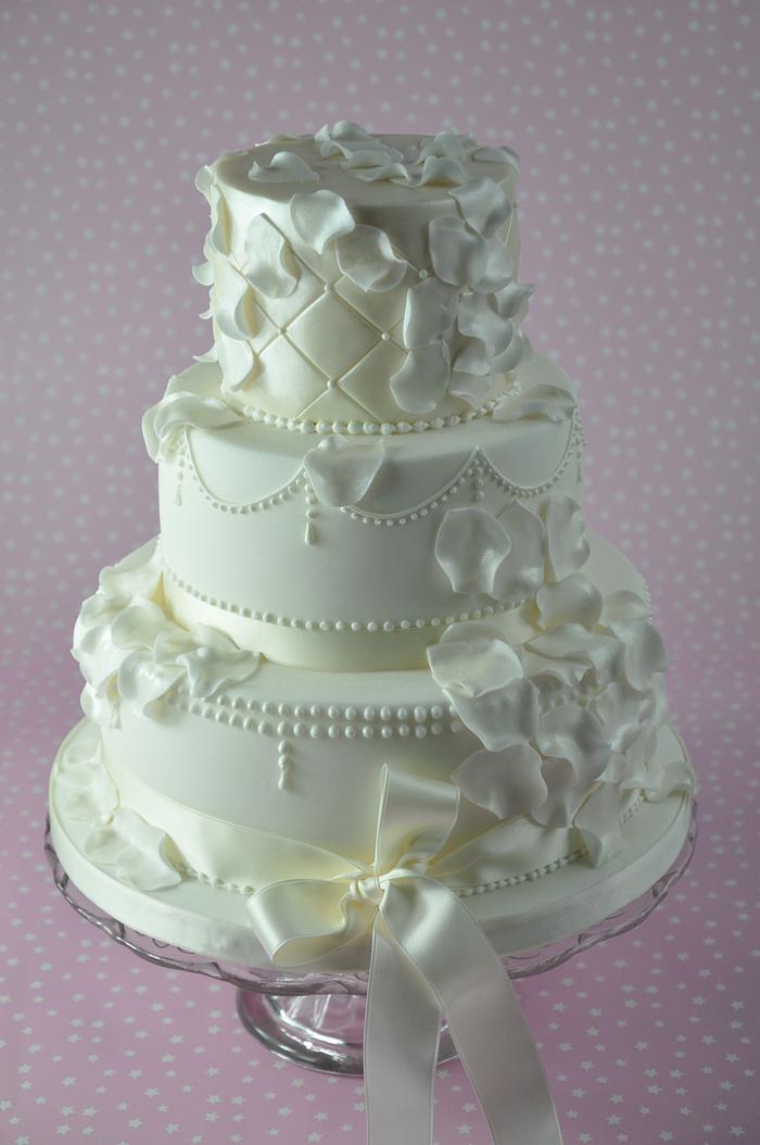Cream Petals Wedding Cake