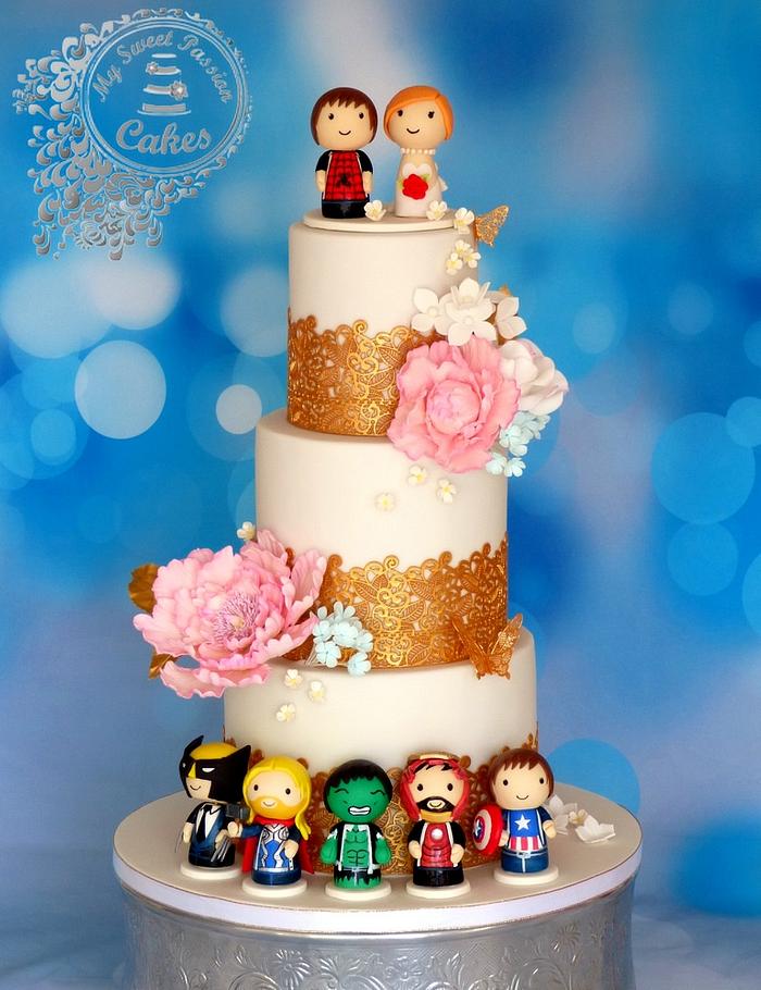 Superhero wedding cake 