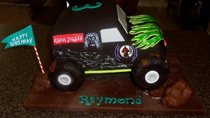 Grave Digger monster truck cake