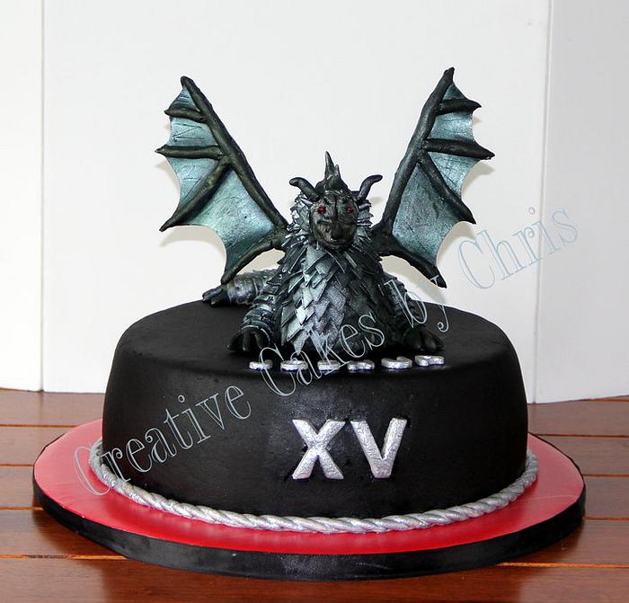 Hand Sculpted Dragon cake