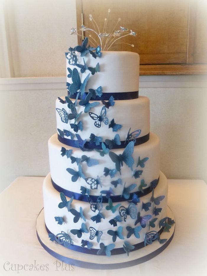 Butterfly themed wedding cake