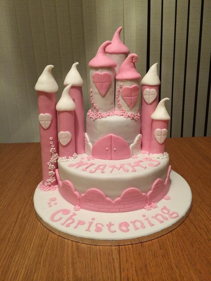 Princess castle christening cake