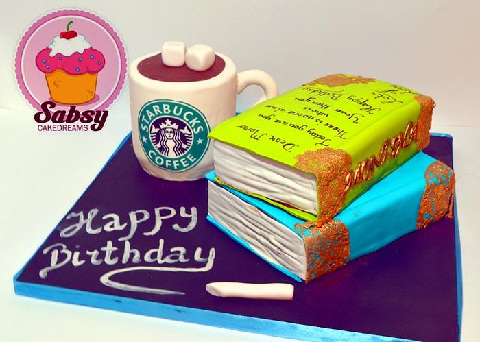 Book and coffee cake 