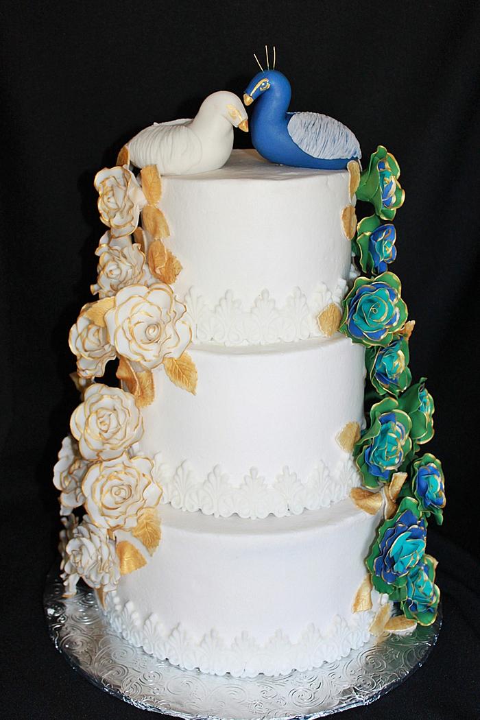 Peacock wedding cake 