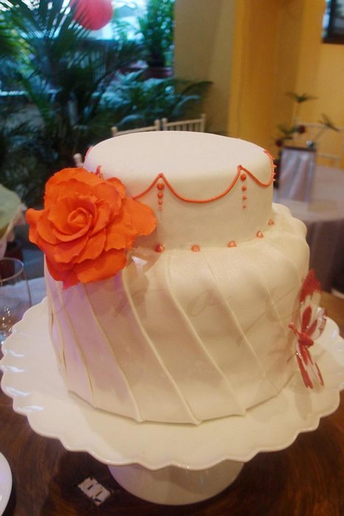 pleated wedding cake