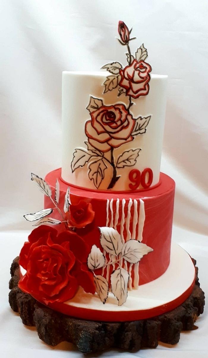  Birthday cake in white red