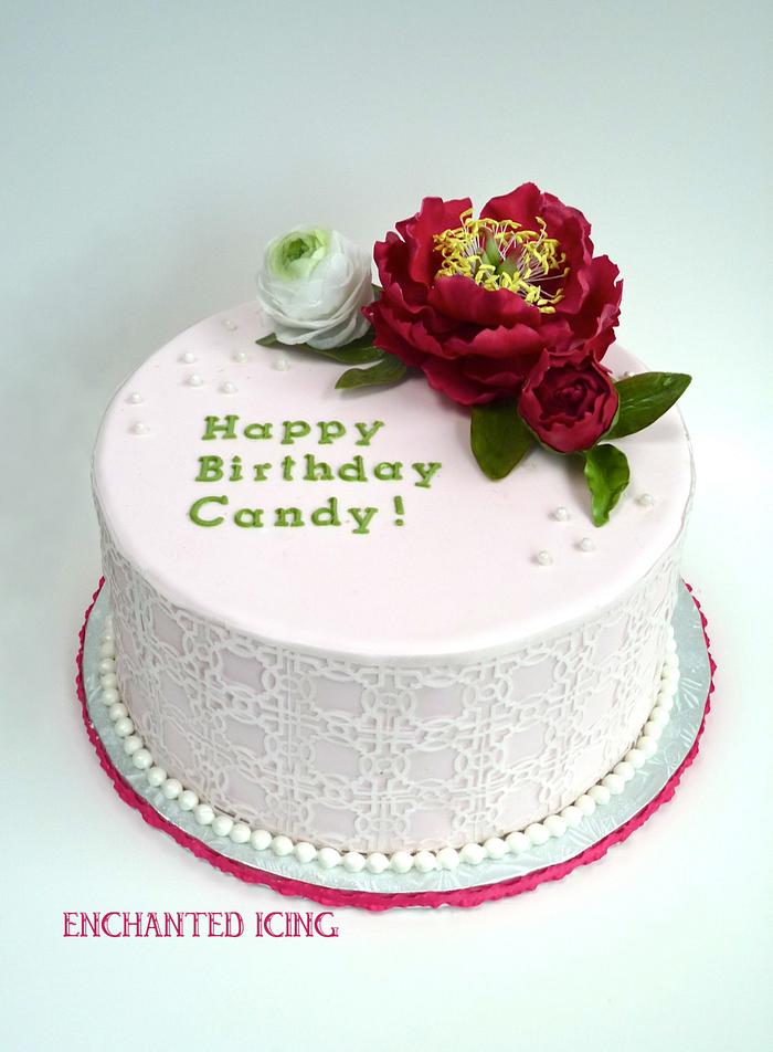 pink spring birthday cake
