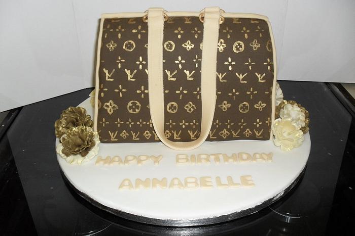 Louis Vuitton style bag cake