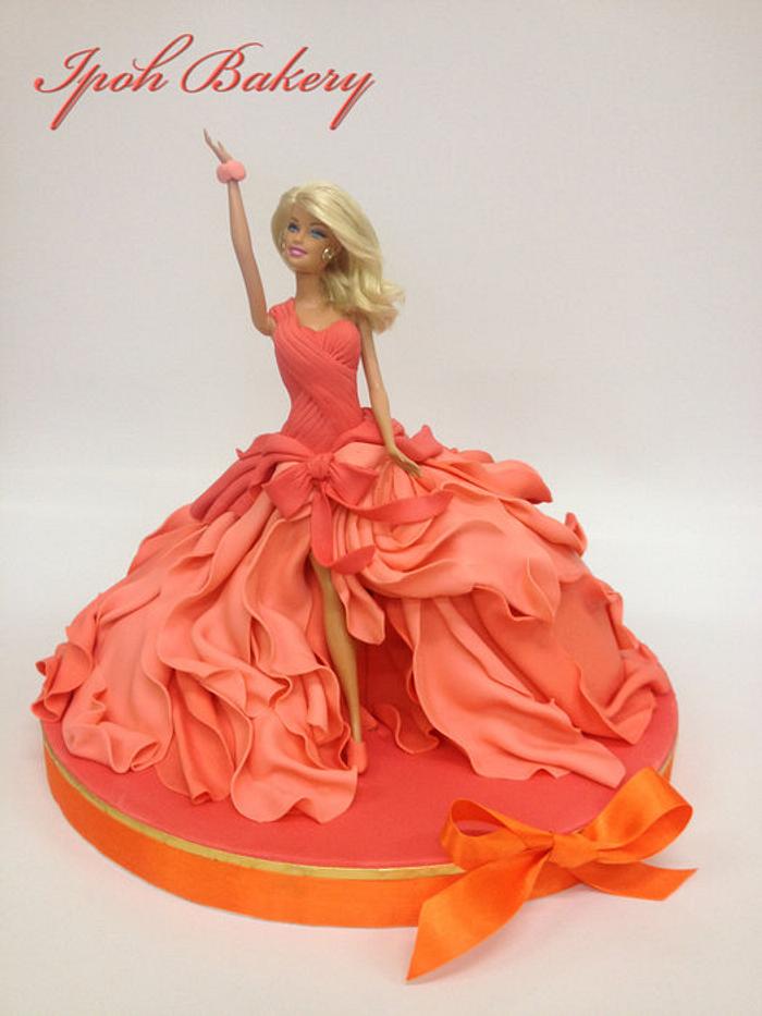 Coral Swirling Dress Barbie