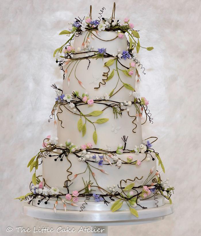 Country Flowers Wedding Cake