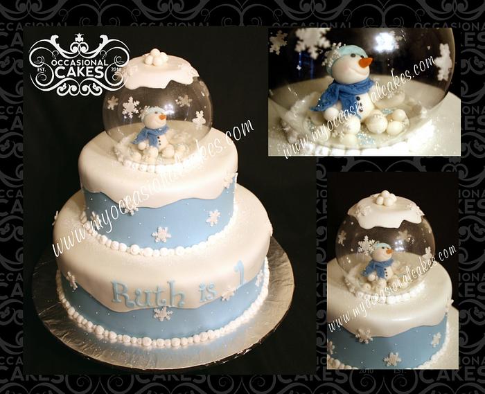 Snowglobe 1st Birthday Cake