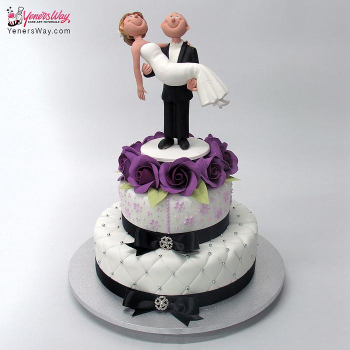Groom Carrying Bride Wedding Cake