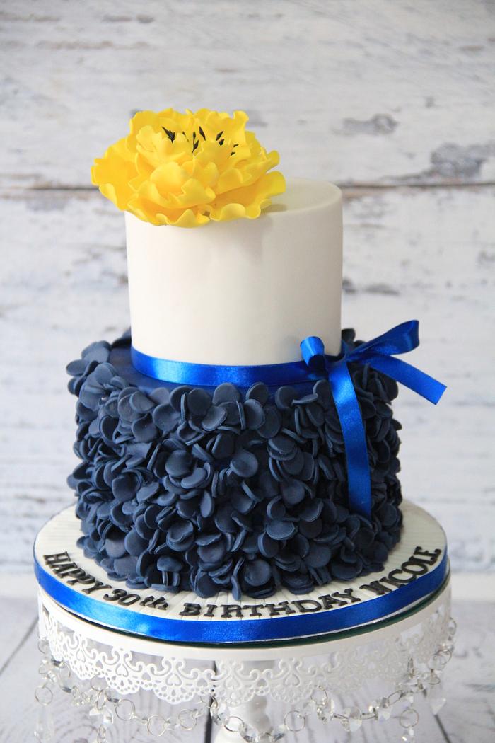 Navy Ruffle cake
