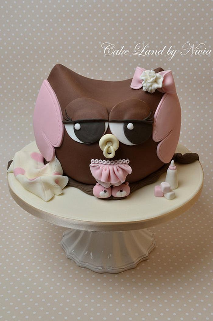 Baby owl cake
