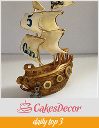 Pirate ship cake topper