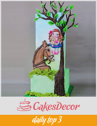 Horse and girl cake
