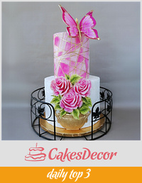Flower cake with butterfly