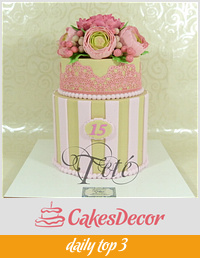 CAKE "FLOWERS AND STRIPES"