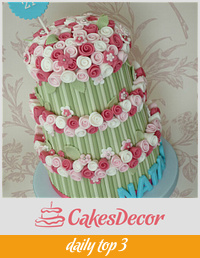 Three tier rose bouquet cake