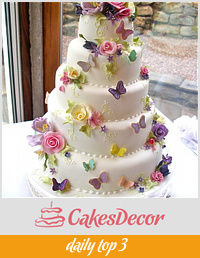 5 tier Country garden wedding cake