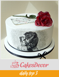 'Once in a while ...' Handpainted Beauty & The Beast cake