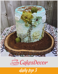 Succulents Birthday  Cake 