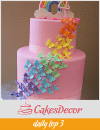 Rainbow Butterfly Birthday Cake