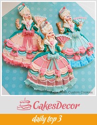 Marie Antoinette Royal Icing Dress Cookies