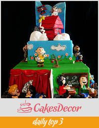 Peanuts cartoon strip inspired cake