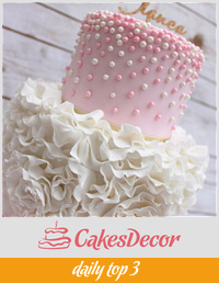 pink and white pearl rose ruffle cake 
