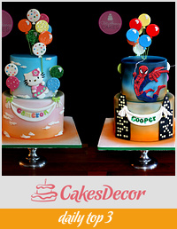 Double Sided Cake, Hello Kitty & Spiderman