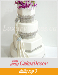 Edible silver beads embedded wedding cake